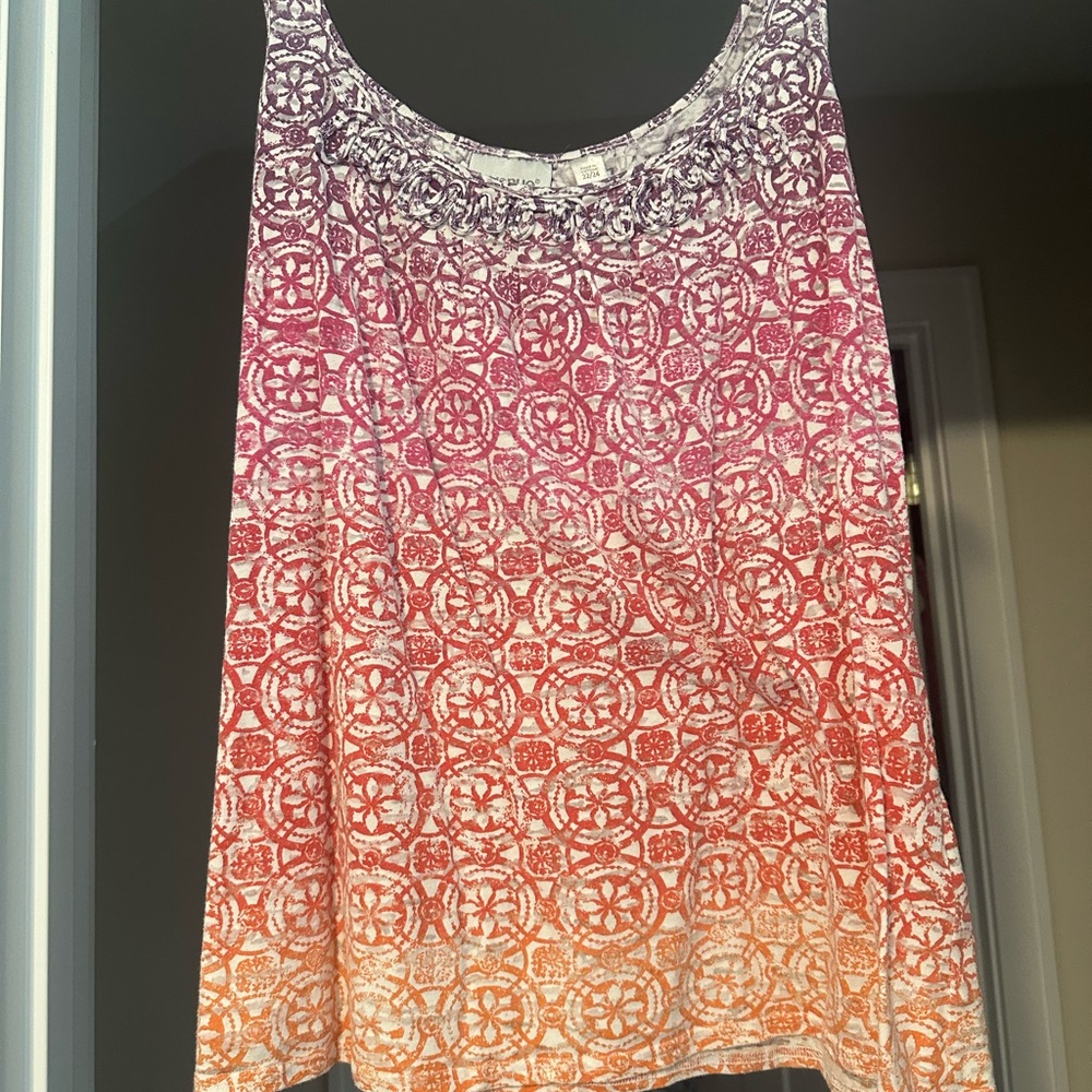 Avenue Purple and White Patterned Top